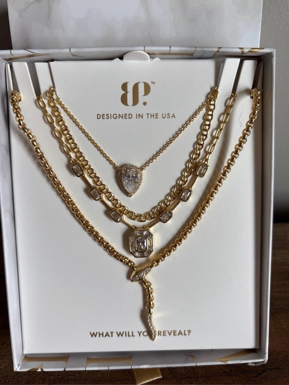 Bomb Party Unicorn gold Luxe Layers snake necklace
